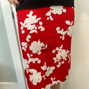Talbots Red and White Floral Skirt